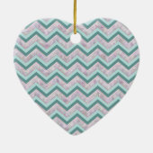 Pearl Floral Blauwgroen ZigZag Pattern Keramisch Ornament (Achterkant)