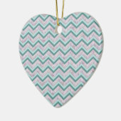 Pearl Floral Blauwgroen ZigZag Pattern Keramisch Ornament (Links)
