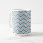 Pearl Floral Blauwgroen ZigZag Pattern Koffiemok (Voorkant links)