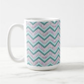 Pearl Floral Blauwgroen ZigZag Pattern Koffiemok (Links)