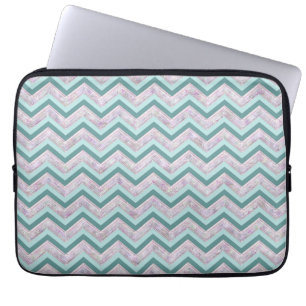 Pearl Floral Blauwgroen ZigZag Pattern Laptop Sleeve