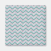 Pearl Floral Blauwgroen ZigZag Pattern Magneet (Voorkant)