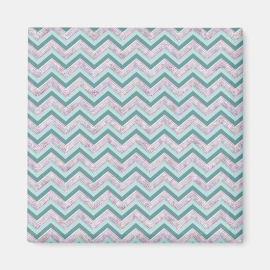 Pearl Floral Blauwgroen ZigZag Pattern Magneet (Voorkant)