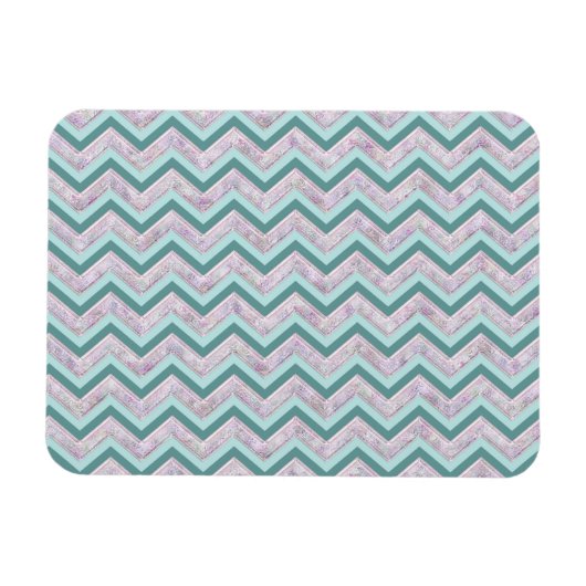 Pearl Floral Blauwgroen ZigZag Pattern Magneet (Horizontaal)