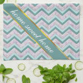 Pearl Floral Blauwgroen ZigZag Pattern Theedoek (Gevouwen)