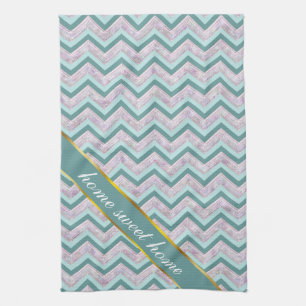 Pearl Floral Blauwgroen ZigZag Pattern Theedoek