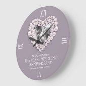 Pearl foto hart 30e bruiloft aangepast grote klok (Hoek)