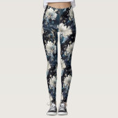 Pearl Galaxy Floral Navy Blauw Patroon Leggings (Voorkant)