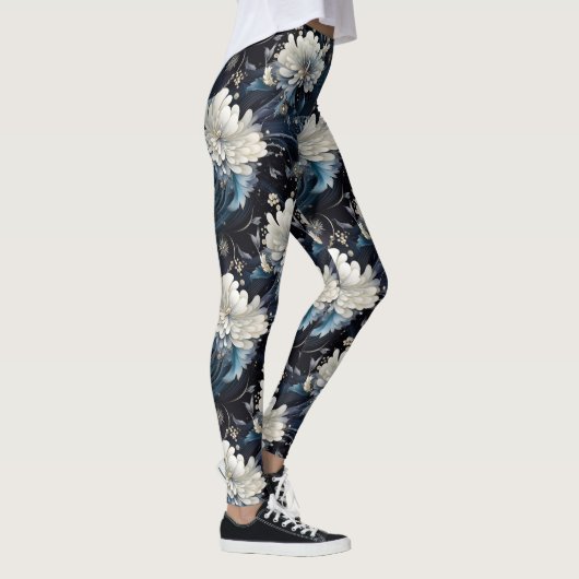 Pearl Galaxy Floral Navy Blauw Patroon Leggings (Rechts)