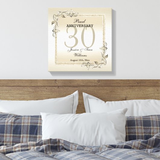 Pearl Gem en Glitter 30th Wedding Jubileum Canvas Afdruk (Insitu (Slaapkamer))