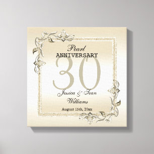 Pearl Gem en Glitter 30th Wedding Jubileum Canvas Afdruk
