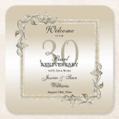 Pearl Gem en Glitter 30th Wedding Jubileum Kartonnen Onderzetters (Voorkant)