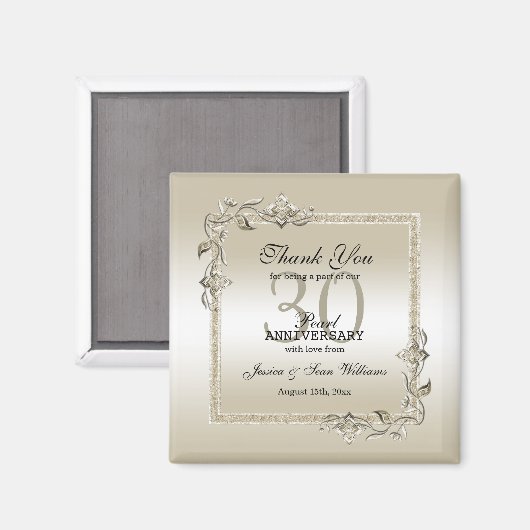 Pearl Gem en Glitter 30th Wedding Jubileum Magneet (Voorkant / Achterkant)