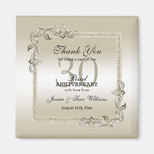Pearl Gem en Glitter 30th Wedding Jubileum Magneet