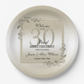 Pearl Gem en Glitter 30th Wedding Jubileum Papieren Bordje (Voorkant)