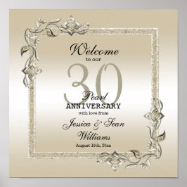 Pearl Gem en Glitter 30th Wedding Jubileum Poster