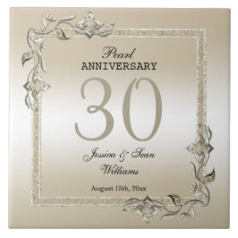Pearl Gem en Glitter 30th Wedding Jubileum Tegeltje