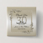 Pearl Gem en Glitter 30th Wedding Jubileum Vierkante Button 5,1 Cm (Voorkant)