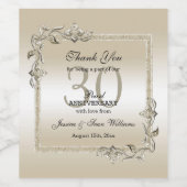 Pearl Gem en Glitter 30th Wedding Jubileum Wijn Etiket (Enkel label)