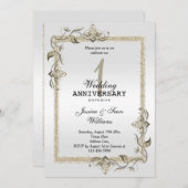 Pearl Gem & Glitter & Platinum 1ste bruiloft Kaart (Voorkant / Achterkant)