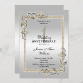 Pearl Gem & Glitter & Silver 1st Weddenschap Kaart (Voorkant / Achterkant)