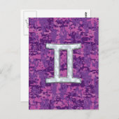 Pearl Gemini Zodiac Symbol op Digital Camouflage Briefkaart (Voorkant / Achterkant)