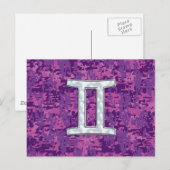 Pearl Gemini Zodiac Symbol op Digital Camouflage Briefkaart (Voorkant / Achterkant)