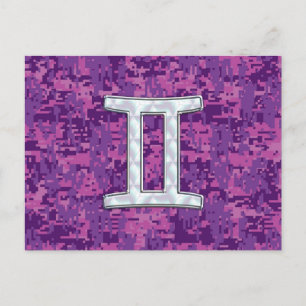 Pearl Gemini Zodiac Symbol op Digital Camouflage Briefkaart
