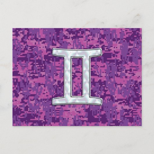 Pearl Gemini Zodiac Symbol op Digital Camouflage Briefkaart (Voorkant)