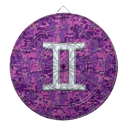 Pearl Gemini Zodiac Symbol op Digital Camouflage Dartbord (Voorkant)