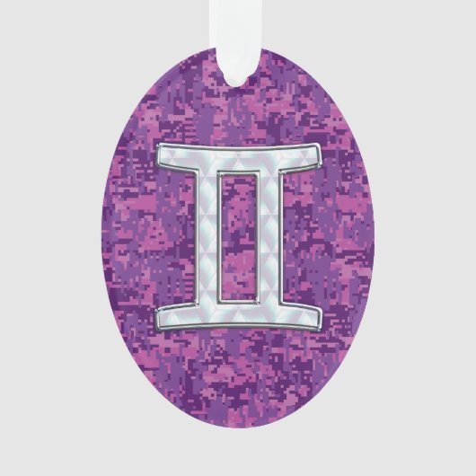 Pearl Gemini Zodiac Symbol op Digital Camouflage Ornament (voorkant)