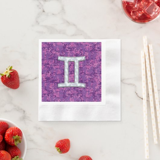 Pearl Gemini Zodiac Symbol op Digital Camouflage Servetten (Insitu)