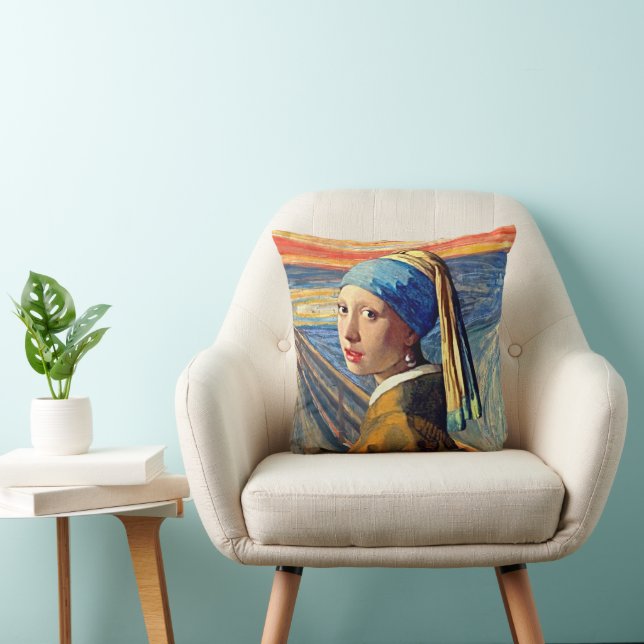 Pearl Girl's Stille Schreeuw Kussen (Stoel)