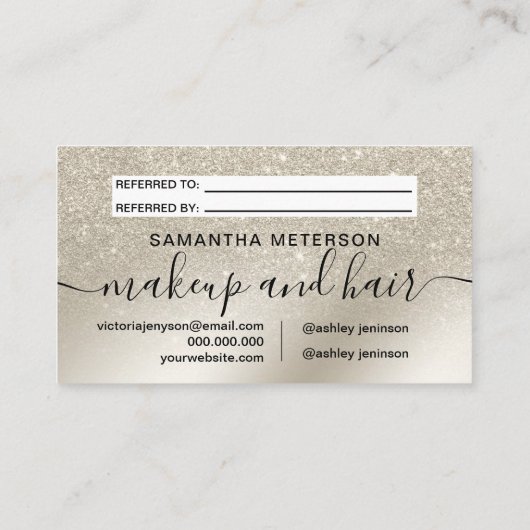 pearl glitter iory ombre gold foil deelt de liefde aanbevelingskaartje (Achterkant)