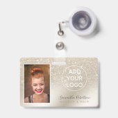 pearl glitter iory ombre logo foto badge (Voorzijde met uittrekbare clip)