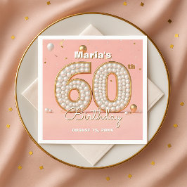 Pearl Gold and Soft Pink Elegant 60th Birthday Servet