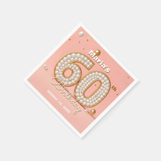Pearl Gold and Soft Pink Elegant 60th Birthday Servet (Hoek)