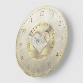 Pearl Gold Heart Monogram Weddenschap Jubileum Grote Klok (Hoek)