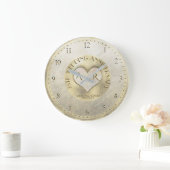 Pearl Gold Heart Monogram Weddenschap Jubileum Grote Klok (Huis)