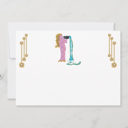 Pearl & Gold Jewels met Aquarius Zodiac Sign Notitiekaartje (Achterkant)