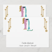 Pearl & Gold Jewels met Aquarius Zodiac Sign Notitiekaartje (Voorkant / Achterkant)