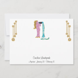 Pearl & Gold Jewels met Aquarius Zodiac Sign Notitiekaartje