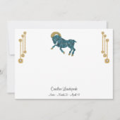 Pearl & Gold Jewels met Aries Zodiac Sign Notitiekaartje (Voorkant)