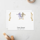 Pearl & Gold Jewels met Gemini Zodiac Sign Notitiekaartje (Voorkant / Achterkant in situ)