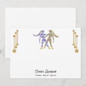 Pearl & Gold Jewels met Gemini Zodiac Sign Notitiekaartje (Voorkant / Achterkant)