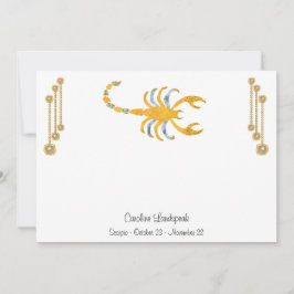 Pearl & Gold Jewels met Scorpio Zodiac Sign Notitiekaartje