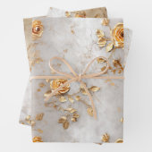 Pearl Gold Rozen Bruiloft Inpakpapier Vel (In situ)