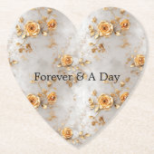 Pearl Gold Rozen Bruiloft Kartonnen Onderzetters (Voorkant)