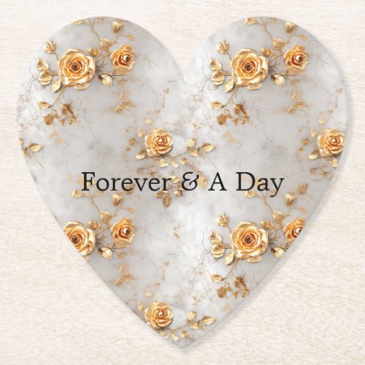 Pearl Gold Rozen Bruiloft Kartonnen Onderzetters (Voorkant)