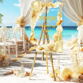 Pearl & Gold Seashell Welcome Wedding Acrylic Sign Acryl Bord